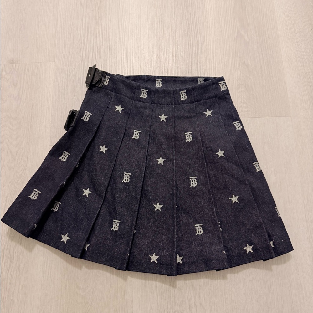 Burberry Girls Indigo Star And Monogram Motif Japanese Denim Skirt size 10
